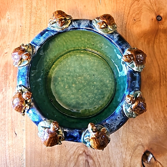 Majolica Style Pottery Turtle 🐢 Planter Dish Bowl - Picture 2 of 5